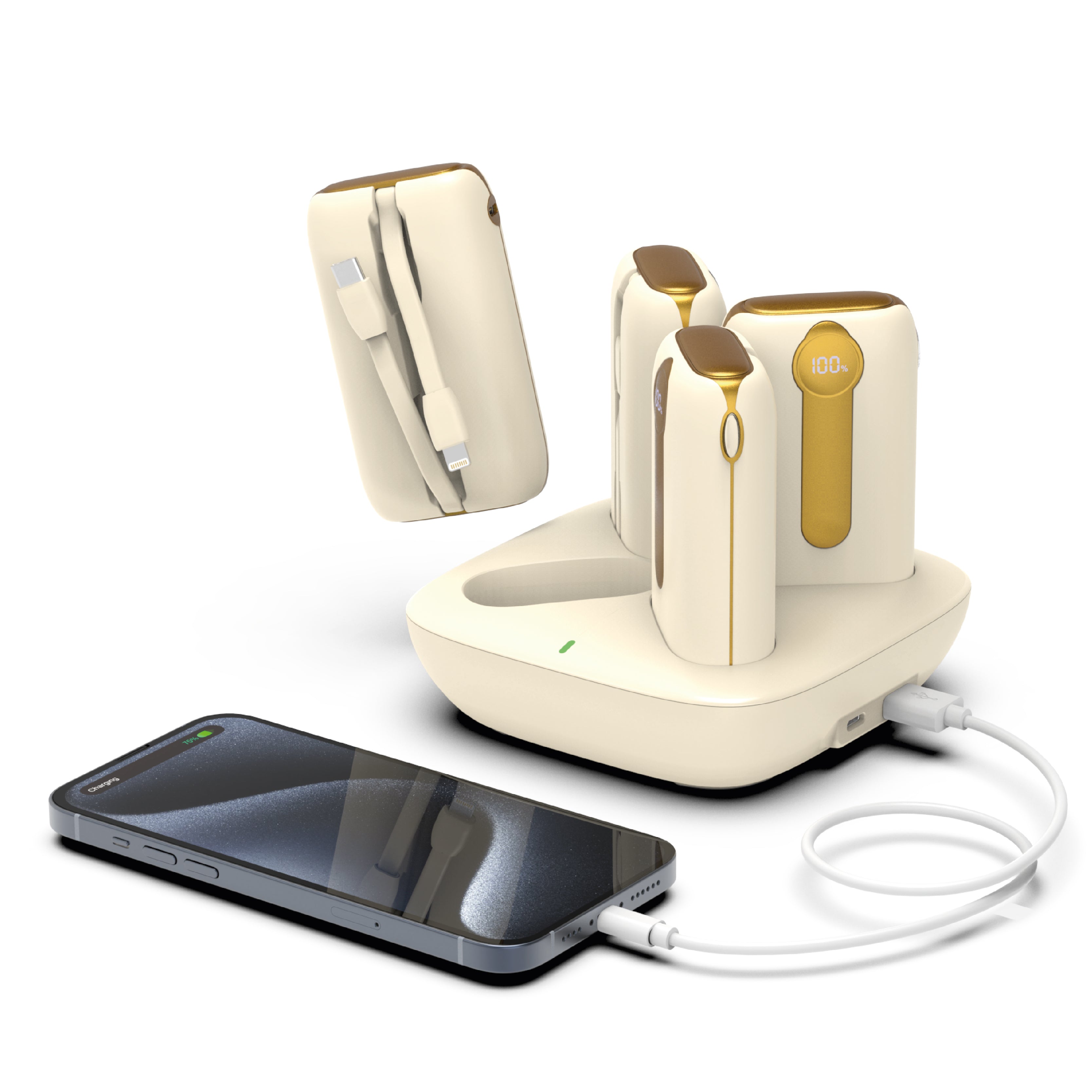 LZEL Quadra Energia X Station 10000mAh Charging Station Built In Cable Lightning And Type-C | Yellow LZEL Quadra Energia X Station 10000mAh Charging Station Built In Cable Lightning And Type-C | Yellow